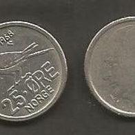 Münze Norwegen: 25 Öre 1968