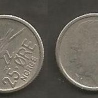 Münze Norwegen: 25 Öre 1969