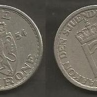Münze Norwegen: 1 Krone 1954