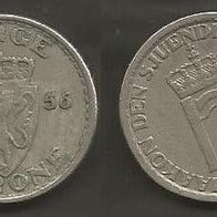 Münze Norwegen: 1 Krone 1956