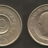 Münze Norwegen: 10 Kronen 1986