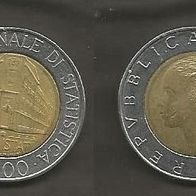 Münze Italien: 500 Lire 1993 - 70 Jahre Statisches Landesamt - Sondermünze