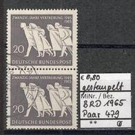 BRD / Bund 1965 20 Jahre Vertreibung MiNr. 479 gestempelt senkrechtes Paar