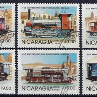 Nicaragua - Mi. Nr. 2579-2584 - 150 Jahre deutsche Eisenbahn (1985) - gestempelt o