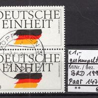 BRD / Bund 1990 Deutsche Einheit MiNr. 1477 gestempelt senkrechtes Paar