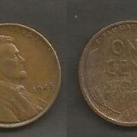 Münze USA: 1 Cent 1945