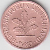 BRD 1 Pfennig 1980 F Bundesrepublik Deutschland aus dem Umlauf