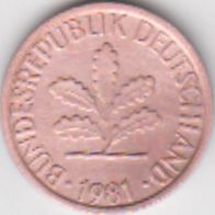 BRD 1 Pfennig 1981 G Bundesrepublik Deutschland aus dem Umlauf