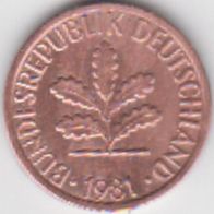 BRD 1 Pfennig 1981 D Bundesrepublik Deutschland aus dem Umlauf