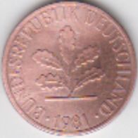 BRD 1 Pfennig 1981 J Bundesrepublik Deutschland aus dem Umlauf