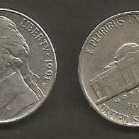 Münze USA: 5 Cent 1991 - P