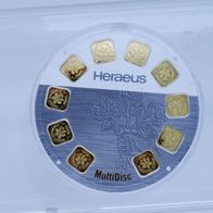 1 xMultidisc-Heraeus-10x1-Gramm-Goldbarren Die Heraeus MultiDisc enthält zehn einzeln