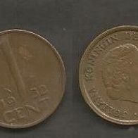 Münze Holland: 1 Cent 1952