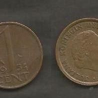 Münze Holland: 1 Cent 1954