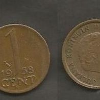 Münze Holland: 1 Cent 1958