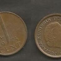Münze Holland: 1 Cent 1974
