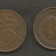 Münze Holland: 5 Cent 1953