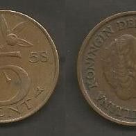 Münze Holland: 5 Cent 1958
