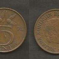 Münze Holland: 5 Cent 1974