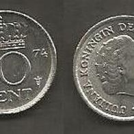 Münze Holland: 10 Cent 1974
