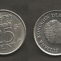 Münze Holland: 25 Cent 1957