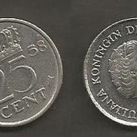 Münze Holland: 25 Cent 1958