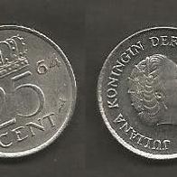 Münze Holland: 25 Cent 1964