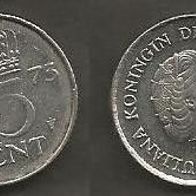 Münze Holland: 25 Cent 1973