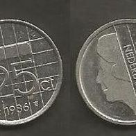 Münze Holland: 25 Cent 1986