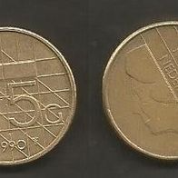 Münze Holland: 5 Gulden 1990