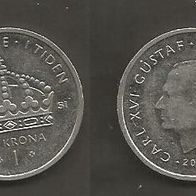 Münze Schweden: 1 Krone 2008
