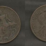 Münze Frankreich Alt: 5 Centimes 1901