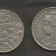Münze Frankreich Alt: 25 Centimes 1904