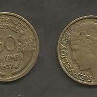 Münze Frankreich Alt: 50 Centimes 1937