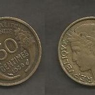 Münze Frankreich Alt: 50 Centimes 1939