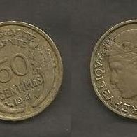 Münze Frankreich Alt: 50 Centimes 1941 Typ 1