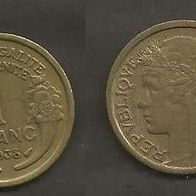 Münze Frankreich Alt: 1 Franc 1938