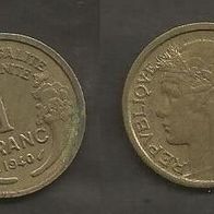 Münze Frankreich Alt: 1 Franc 1940