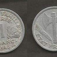 Münze Frankreich Alt: 1 Franc 1943