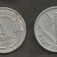 Münze Frankreich Alt: 1 Franc 1944