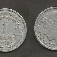 Münze Frankreich Alt: 1 Franc 1945