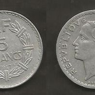 Münze Frankreich Alt: 5 Franc 1947