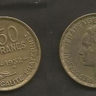 Münze Frankreich Alt: 50 Franc 1952