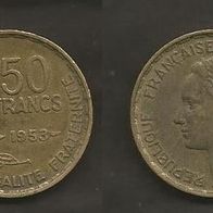 Münze Frankreich Alt: 50 Franc 1953