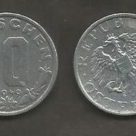 Münze Österreich: 10 Groschen 1949 - VZ