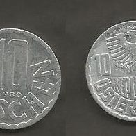Münze Österreich: 10 Groschen 1980