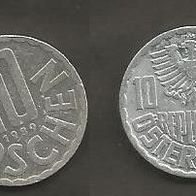 Münze Österreich: 10 Groschen 1989