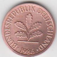 BRD 1 Pfennig 1986 J Bundesrepublik Deutschland aus dem Umlauf