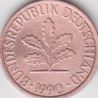 BRD 1 Pfennig 1990 F Bundesrepublik Deutschland aus dem Umlauf