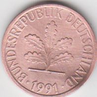 BRD 1 Pfennig 1991 D Bundesrepublik Deutschland aus dem Umlauf